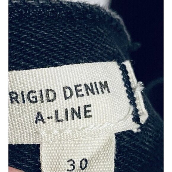 Madewell Skirt Womens 30 Rigid Denim A Line Button Fly Black Mini Boho - Picture 8 of 10